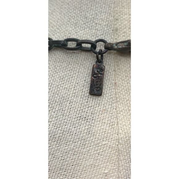 Shyanne Dark Silver Tone Feathers Faux Turquoise Beads Multi Layer Necklace - Picture 5 of 6